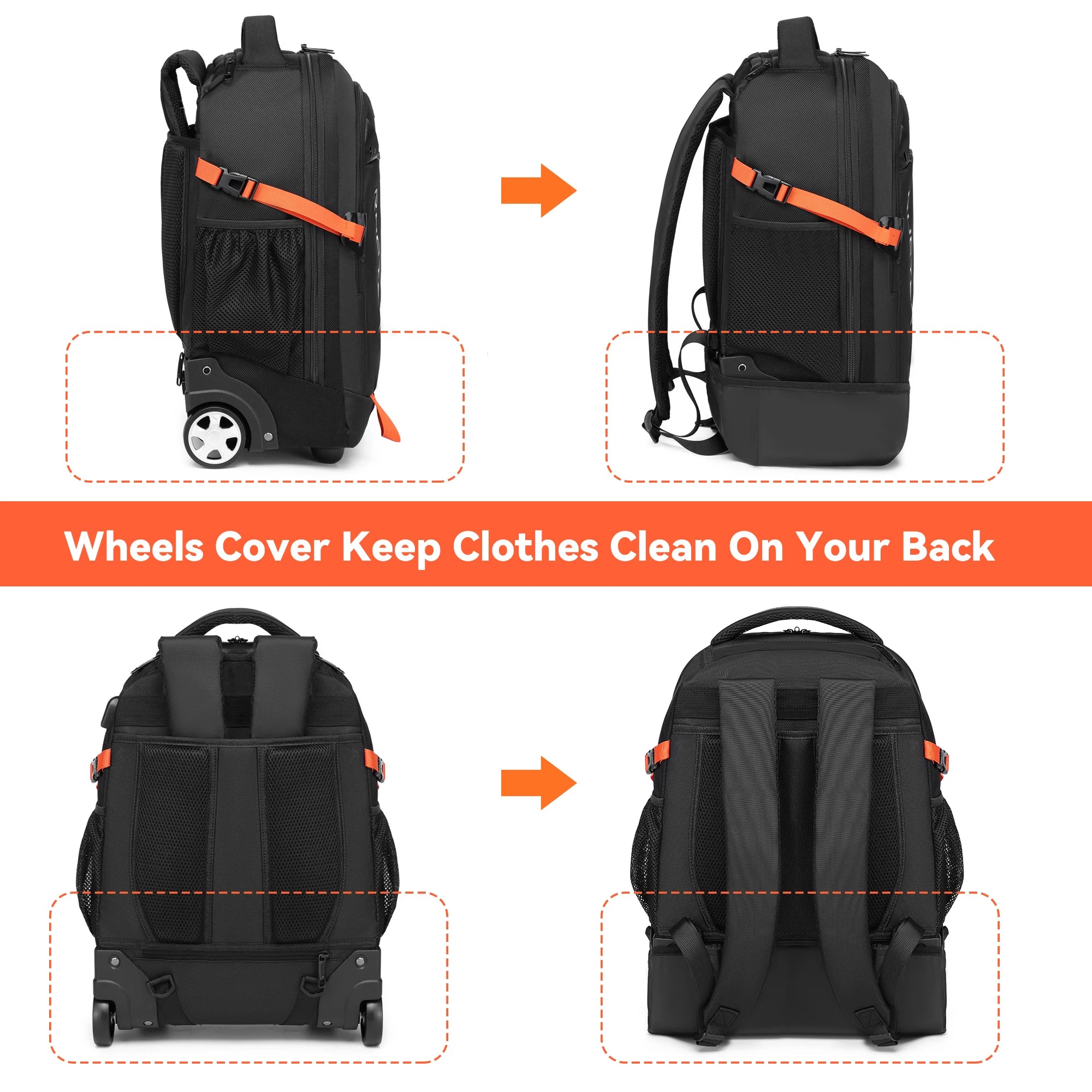 Detachable Wheels Trolley Backpack