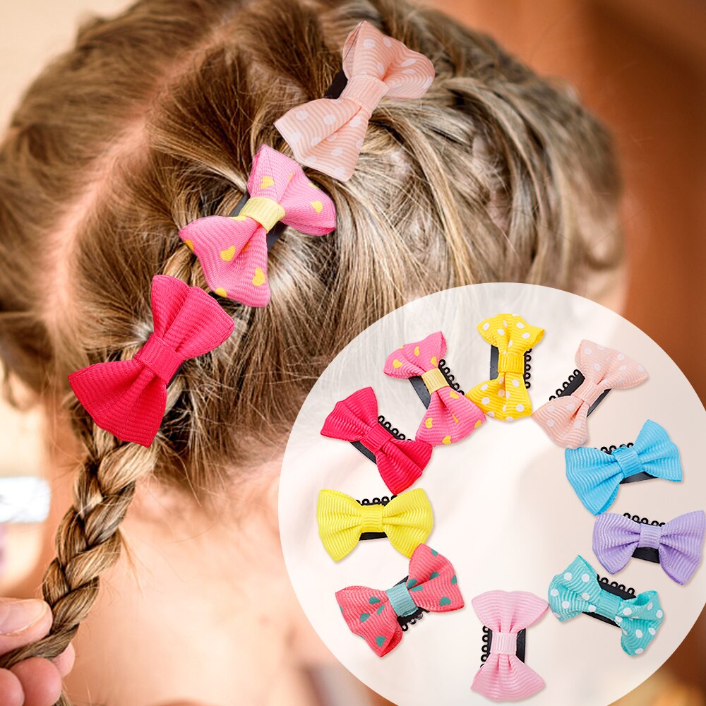 10-50Pcs/Candy Color Baby Mini Bow Hair Clips
