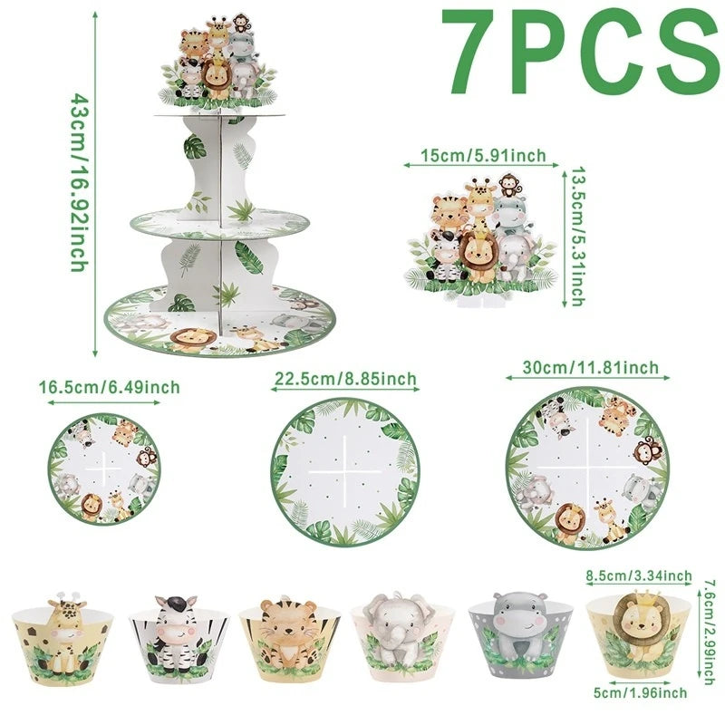 Jungle Animals Safari Cupcake Stand