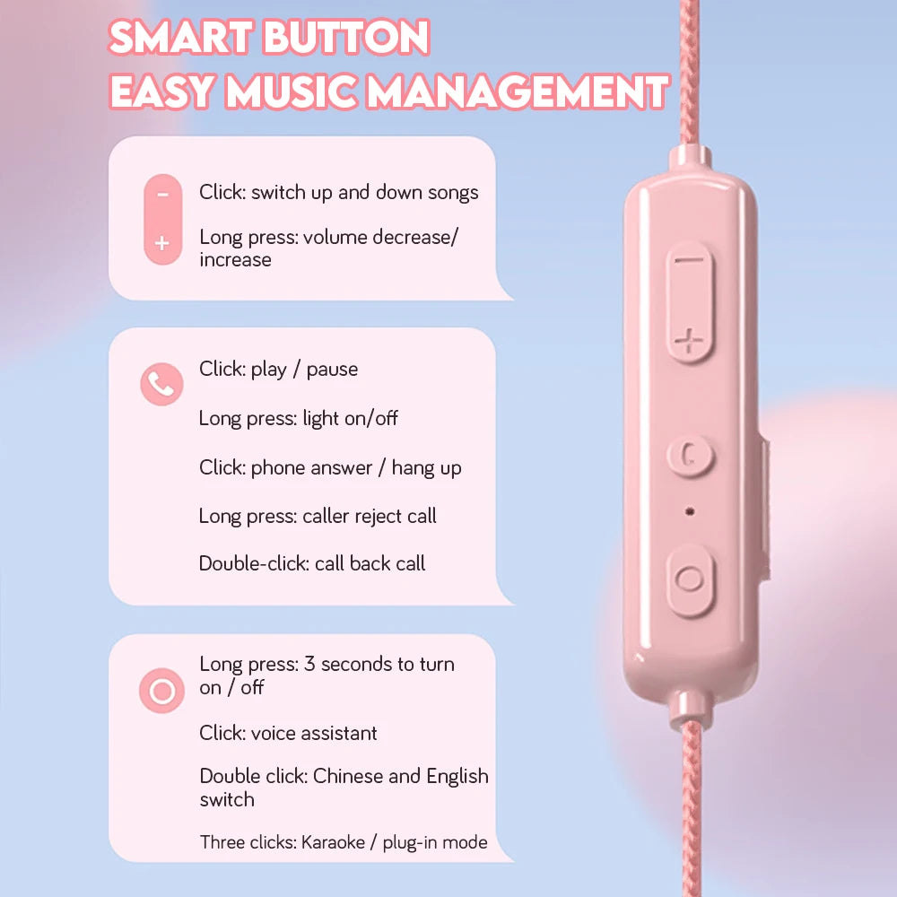 Cute Neckband Bluetooth Headphones
