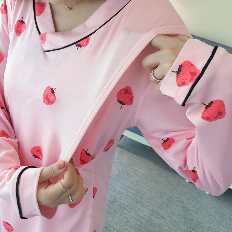 Nursing Pajamas Sets Cotton Breastfeeding Maternity Sleepwear Lactation