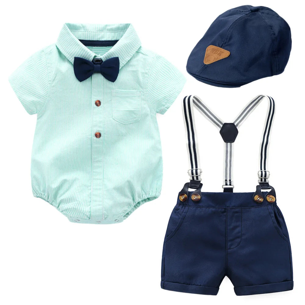 Romper Clothes Set For Baby Boy With Bow Hat