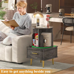 Rotating Night Stand with Bookshelf