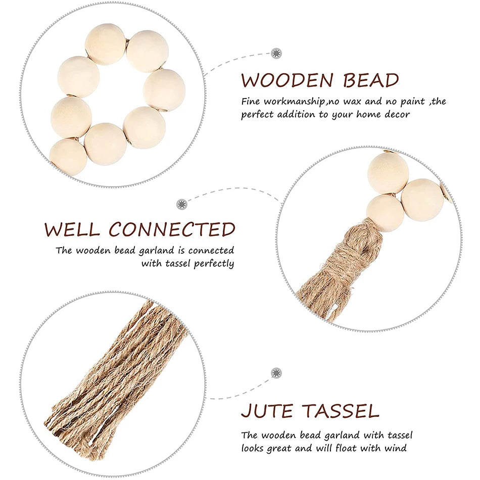 Wooden Beads Tassels Napkin Ring