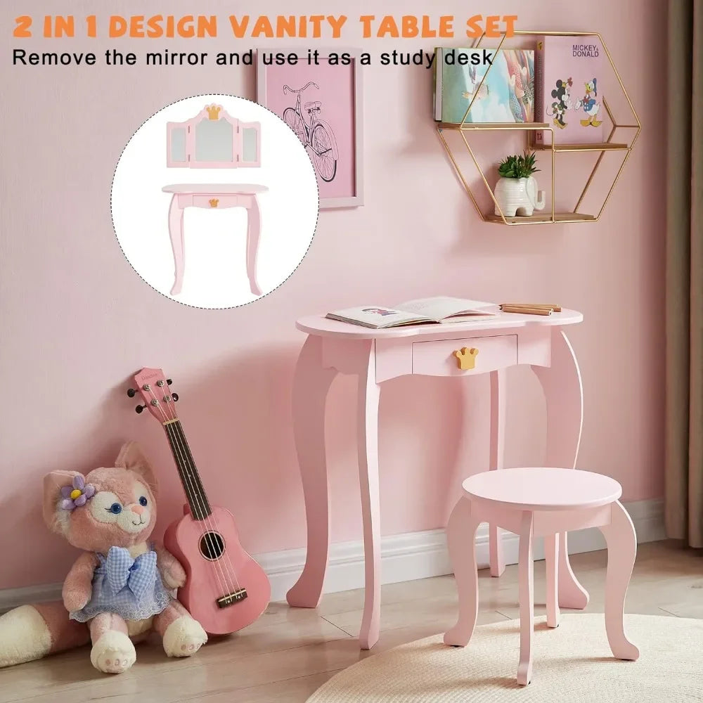 Kids Vanity Table and Chair Set