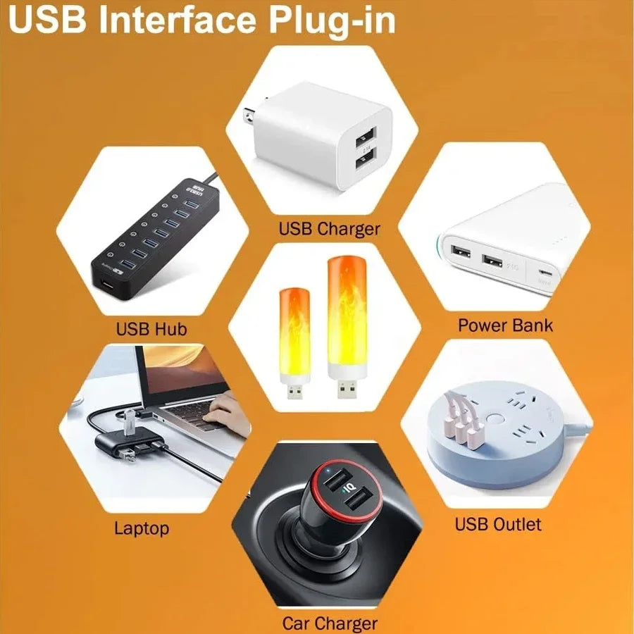 USB LED Simulated Flame Lamp