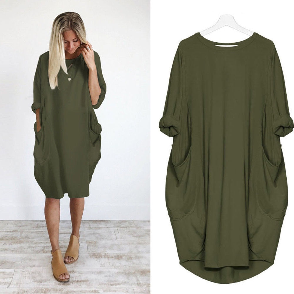 Long Sleeve Casual Loose Dress Maternity Pregnant