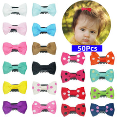 10-50Pcs/Candy Color Baby Mini Bow Hair Clips